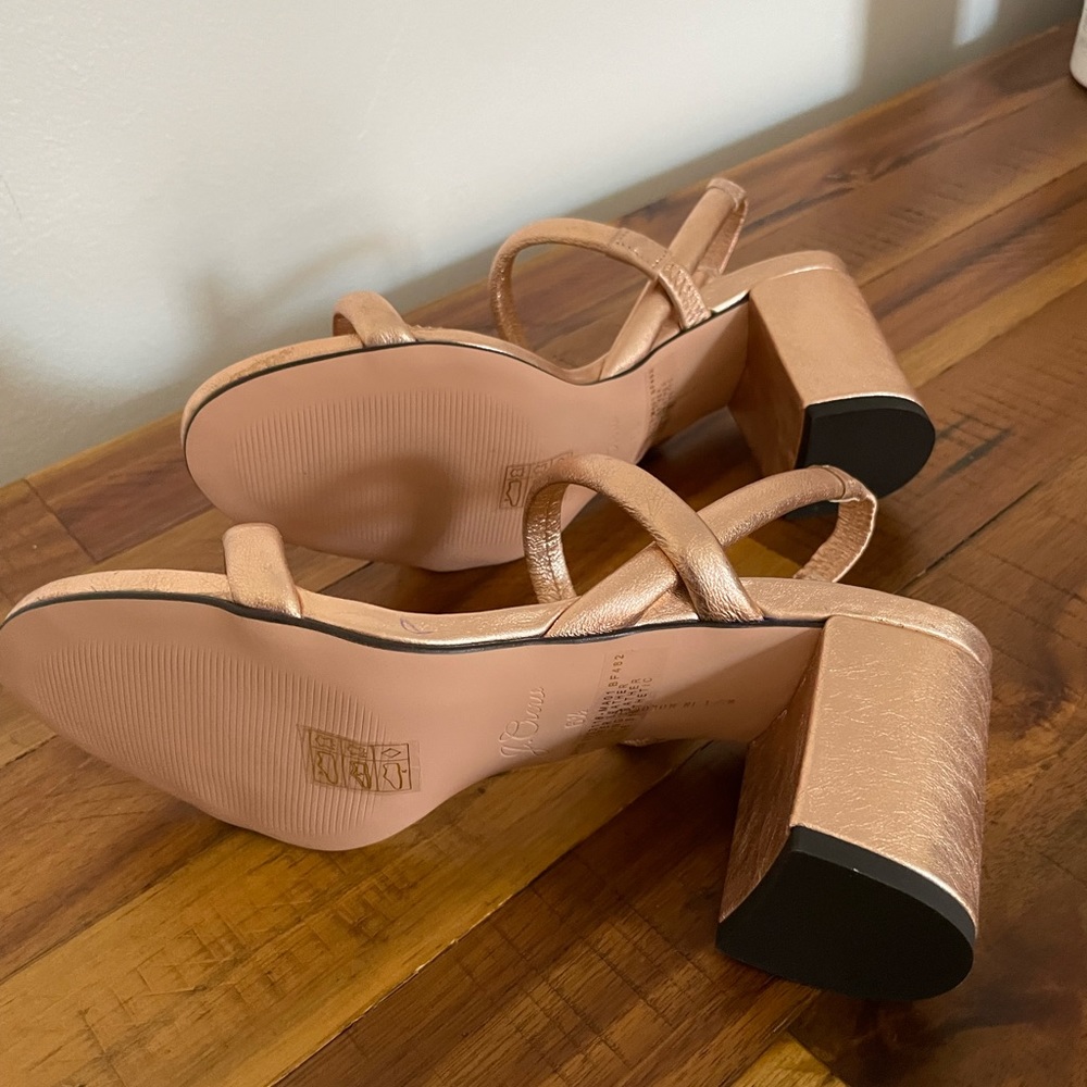NIB J.Crew Metallic Strappy Block Heel Sandals - Picture 6 of 6
